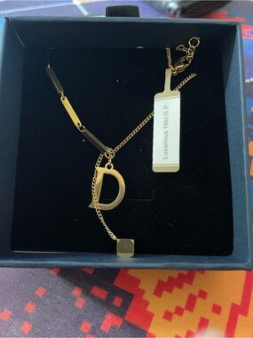 Gold Initial 'D' Pendant Necklace - 18K GP